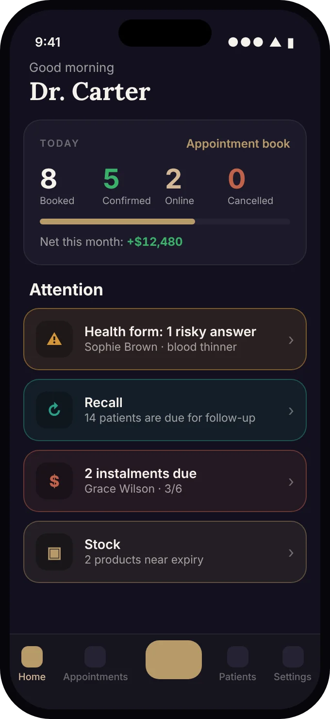 Klirena clinic dashboard